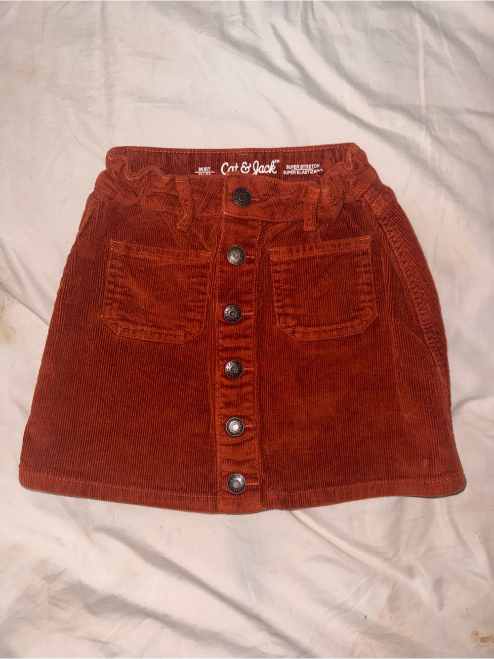 Cat & Jack Rust Orange Corduroy Button-Front Skirt